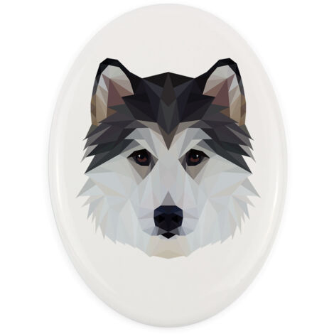 Husky de Sibérie, Husky de Sibérie - une plaque avec une photo et une inscription géométrique par Art-Dog (1/4)