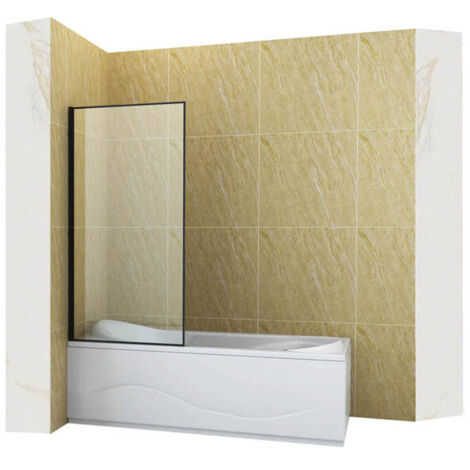 Pare-baignoire fixe MADISON Silla, paroi de baignoire 70x140 cm en verre trempé, installation murale facile, design moderne, Noir