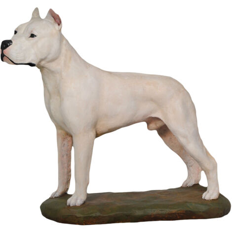 Chien argentin, Dogo Argentino - statuette peinte, figurine, réalisée par l'artiste, marque Art-Dog (1/3)