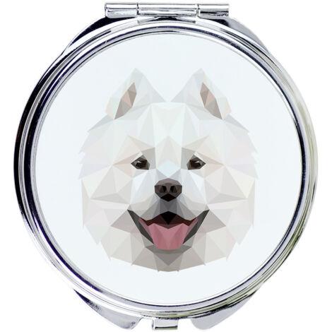 Samoyède, Samoyède, Samojedskaja - un miroir avec une photo et une inscription géométrique d'Art-Dog (1/3)