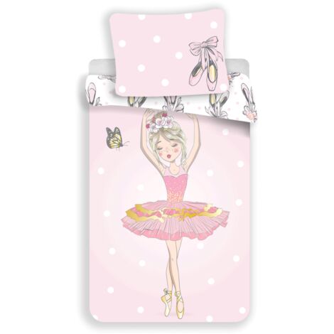 Parure de lit en coton "Ballerine" - Rose - 140 x 200 cm - Livraison gratuite (1/3)