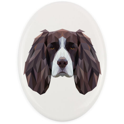 English Springer Spaniel - une plaque avec une photo et une inscription géométrique par Art-Dog (1/4)