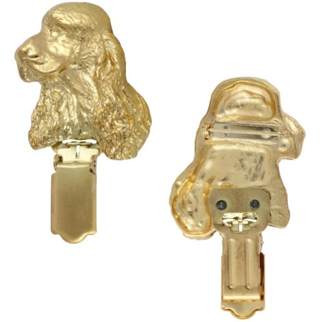 Cocker Spaniel anglais - broche avec clip, porte-numéro de départ plaqué or, badge élégant pour une exposition canine par Art-Dog