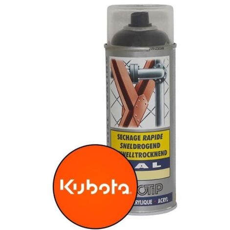 Peinture spéciale motoculture orange kubota – Aérosol 400ml – Laque acrylique anti-rouille – Séchage rapide, résistance chocs et UV – Motip
