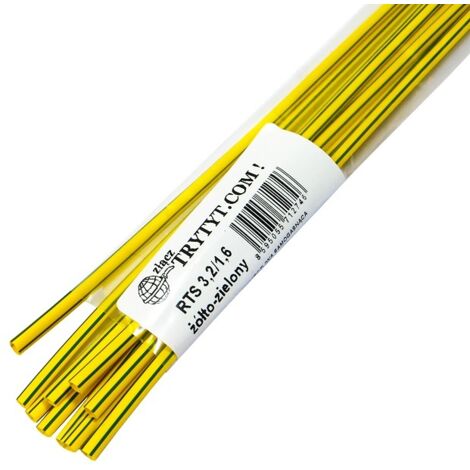 10x Gaine thermorétractable RTS 3.2/1.6 jaune vert (1/2)