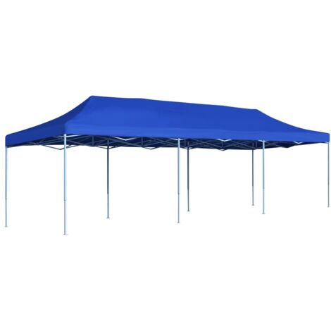Tente de réception Barnum, Chapiteau de jardin pliable 3x9 m Bleu vidaXL (1/9)