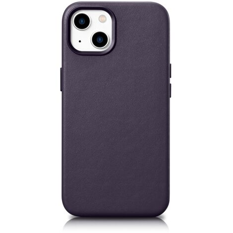 Housse en cuir naturel pour iPhone 14 Plus MagSafe Case Leather violet foncé (1/5)