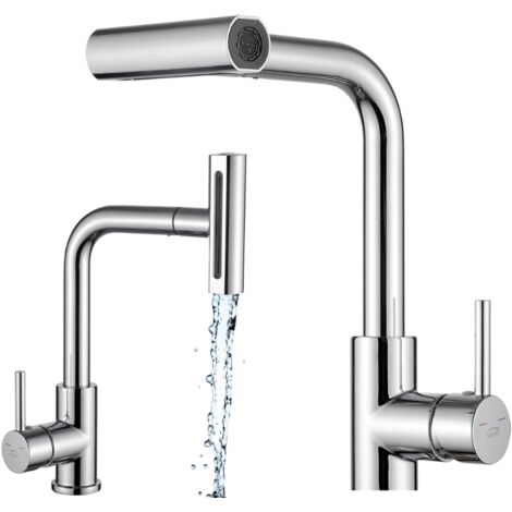 Robinet d'évier sur pied Rotaro avec bec multifonctionnel extractible (1/5)