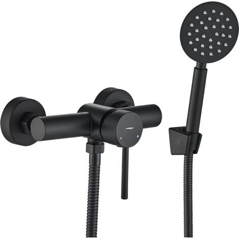 Robinet de douche mural avec ensemble de douche noir NOIA BNK741D (1/2)