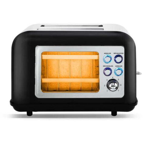 Grille-pain rétro TOASTEO GLASS NOIR avec fenêtre (1/3)