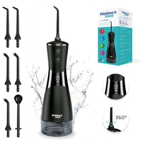 Hydropulseur dentaire sans fil WEBBER, puissant, 6 embouts, 5 modes