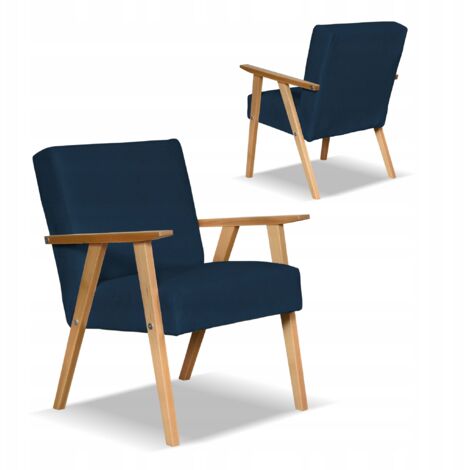 Fauteuil rétro vintage PRL SOLER Family Furniture en velours bleu marine Hunter (1/5)