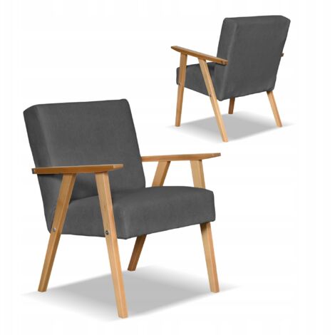 Fauteuil rétro vintage PRL SOLER Family Furniture en velours gris Hunter (1/5)