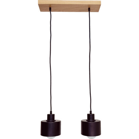 Suspension DIANA, lustre loft, bois, chêne, 2 abat-jour, élégante (1/5)