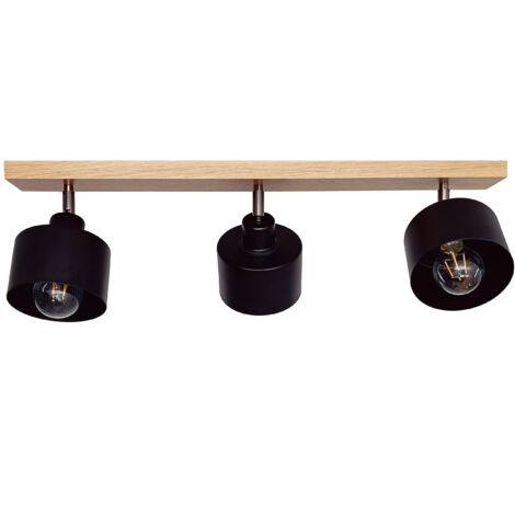Suspension en bois DIANA, style loft, réglable, chêne, abat-jour 3 pièces, élégante (1/5)