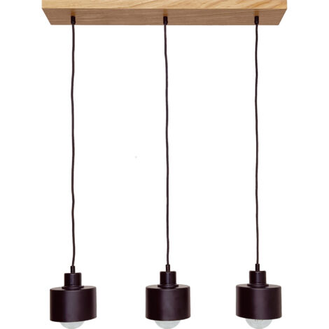 Suspension DIANA, lustre loft, bois, chêne, 3 abat-jour, élégante (1/5)