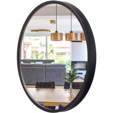 Miroir mural rond LEJA 575 NOIR pour salle de bain, entrée ou salon - ÉLÉGANT (1/5)