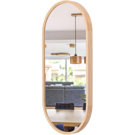 Miroir de salle de bain ovale en bois LEJA PIN 80x48 ÉLÉGANT (1/5)