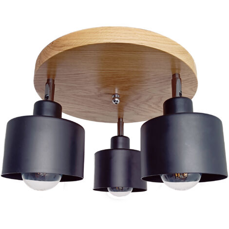 Suspension DIANA, lustre loft, bois, chêne, 3 abat-jour, élégante (1/5)
