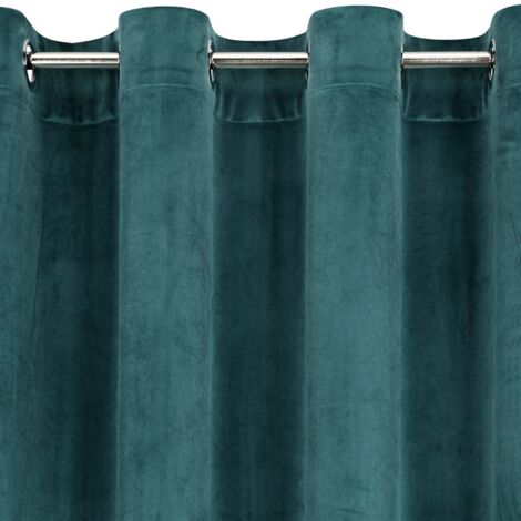 RIDEAU PRÊT À POSER EUROFIRANY D91 ROSA ŒILLETS 140X250CM TURQUOISE FONCÉ (1/5)