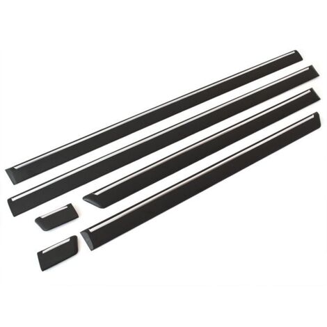 Moulures latérales Peugeot 406 99-04 – Ensemble de 6 pièces – Couleur noir non peint avec baguettes chromées – Clips inclus