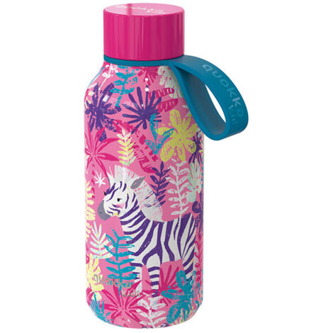 Quokka Solid Kids avec dragonne - Bouteille isotherme en acier inoxydable 330 ml avec dragonne (Zèbres) (1/4)