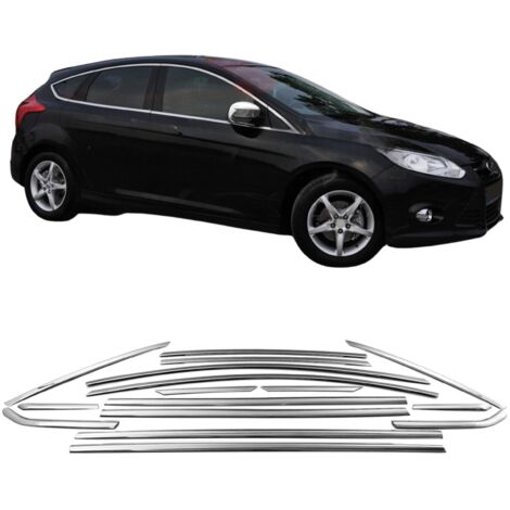 baguettes de protection de vitres latérales en acier inoxydable chromé pour Ford Focus Mk3 2011-2017 (1/5)