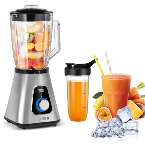 Blender 1300 W avec pichet en verre de 1,5 L et bouteille intégrée. Broie la glace. Teesa