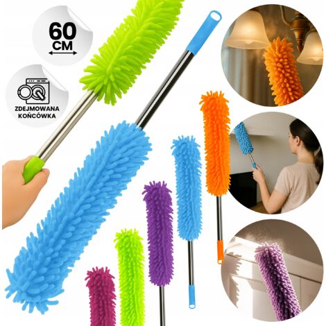 Plumeau Microfibre Multifonction Pour Stores, Voiture, Toilettes - Brosse Nettoyage Douce Et Lavable (orange/rouge/bleu/vert)