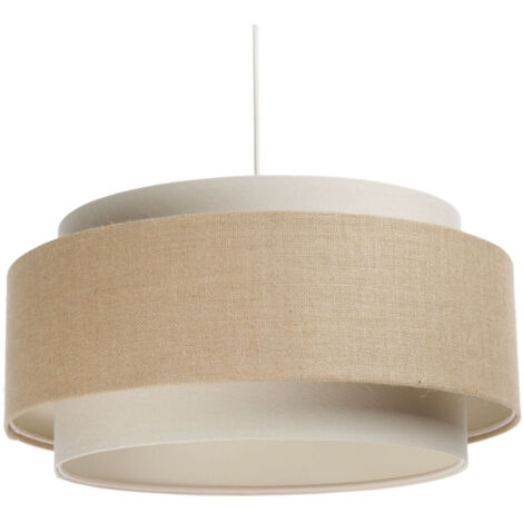 Lampe suspendue Doblo PVC Plastique, avec chanvre et beige textile en lin, crème 1xe27 40W H: 107 cm Ø50 cm dimmable (1/4)