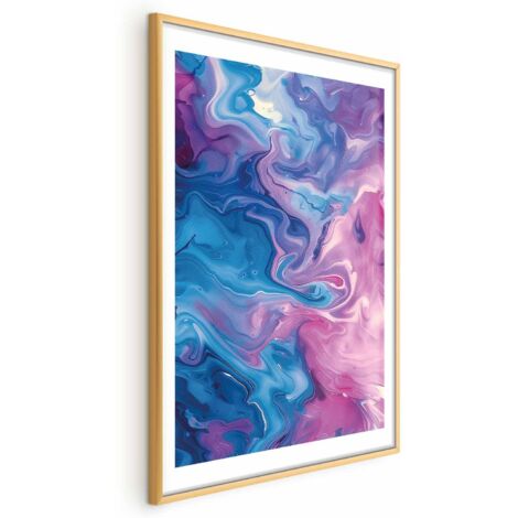 Affiche - Flux nocturnes - vagues abstraites dans des tons de bleu et de violet (1/4)