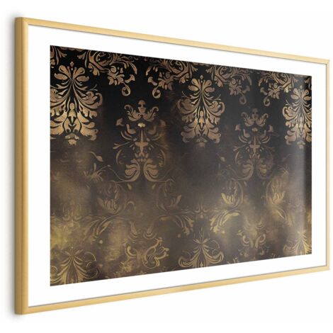 Affiche - Motifs baroques sombres avec des accents dorés (1/4)