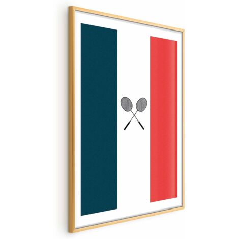 Affiche - Drapeaux français et raquettes de badminton noires (1/4)