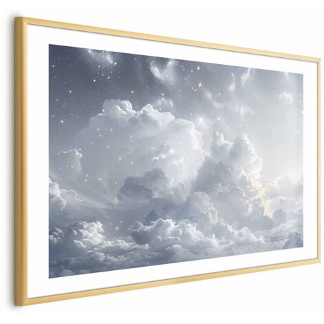 Affiche - Paix astrale : Étoiles dispersées au-dessus des nuages vaporeux (1/4)