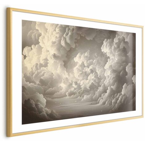 Affiche - Murmure de nuages illuminés : Doux jeu de lumière dans le théâtre du ciel (1/4)