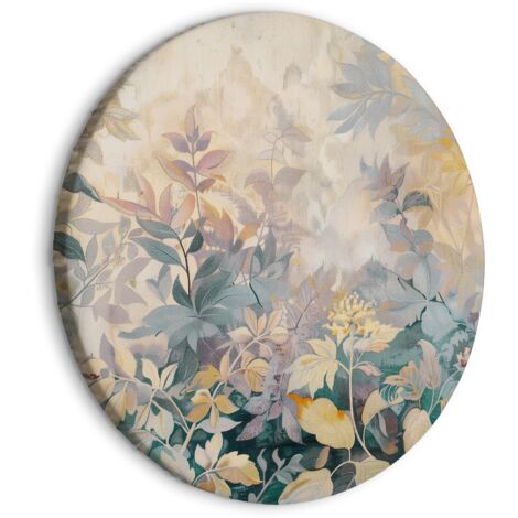 Image ronde - Motif de tapisserie kilim représentant une prairie fleurie au printemps / Motif de tapisserie aux fleurs colorées (1/4)