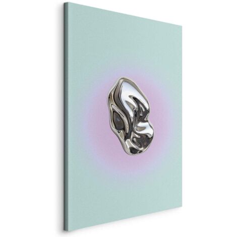 Image - Forme métallique - une sculpture abstraite sur fond menthe avec un halo violet (1/3)