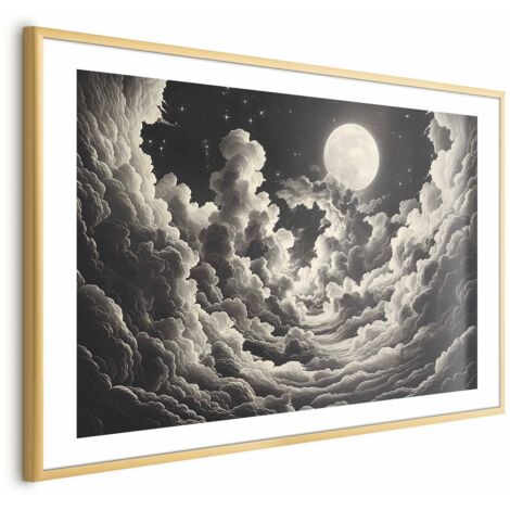 Affiche - La lune et les étoiles chantent parmi les grands nuages (1/4)