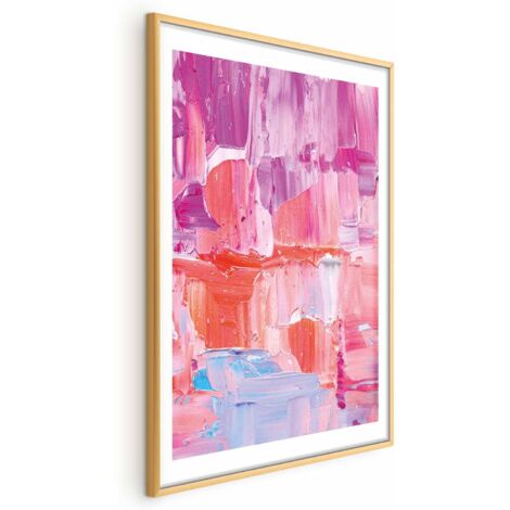 Affiche - Traits colorés - nuances intenses de rose et de violet sur toile (1/4)