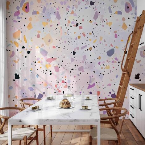 Papier peint photo - Motif coloré confettis violets et roses style terrazzo / Motif coloré confettis violets et roses style terrazzo (1/4)