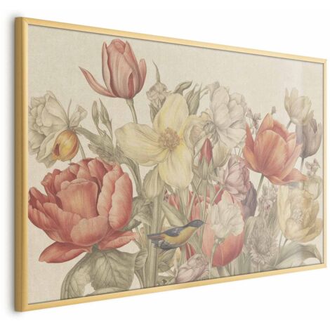 Affiche - Bouquet de fleurs sur fond crème (1/4)