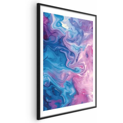 Affiche - Flux nocturnes - vagues abstraites dans des tons de bleu et de violet (1/4)