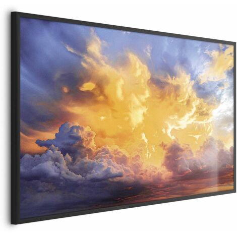 Affiche - Magnifique coucher de soleil - nuages aux teintes chaudes (1/4)