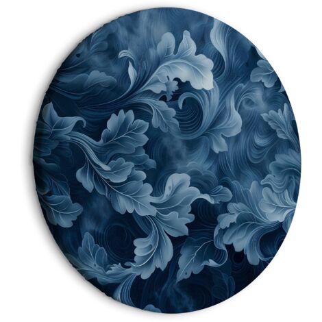 Peinture ronde - Ornements abstraits Feuilles victoriennes bleu foncé / Ornements abstraits bleu foncé denses (1/4)