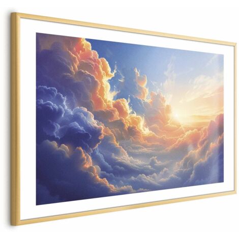 Affiche - Coucher de soleil sur une mer nuageuse : une merveilleuse symphonie de couleurs (1/4)