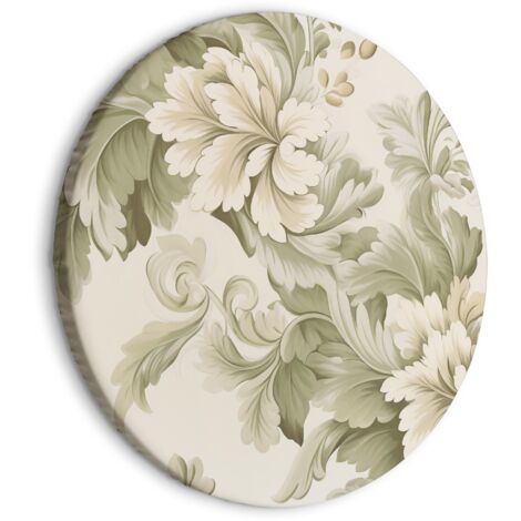 Tableau rond - Fleurs rétro vintage dans des tons crème et vert doux / Fleurs vintage aux couleurs claires (1/4)