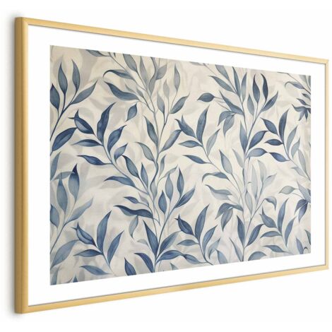 Affiche - Un délicat motif botanique avec des feuilles bleues (1/4)