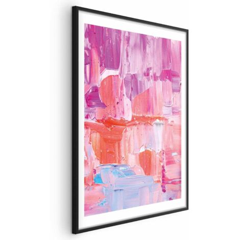 Affiche - Traits colorés - nuances intenses de rose et de violet sur toile (1/4)