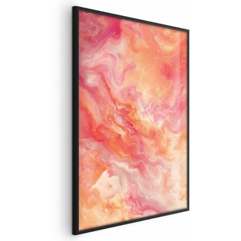 Affiche - Couleurs flamboyantes - formes dynamiques aux couleurs du feu et du rose (1/4)