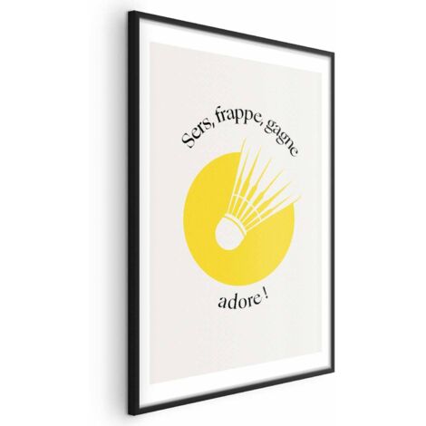 Affiche - Volant de badminton sur fond de soleil jaune (1/4)